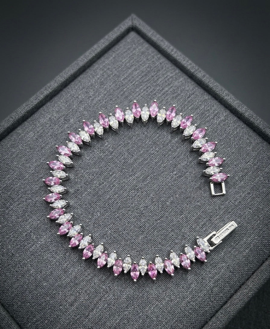 Pulsera Tennis de Plata 925 Italiana con Circonias Rosa