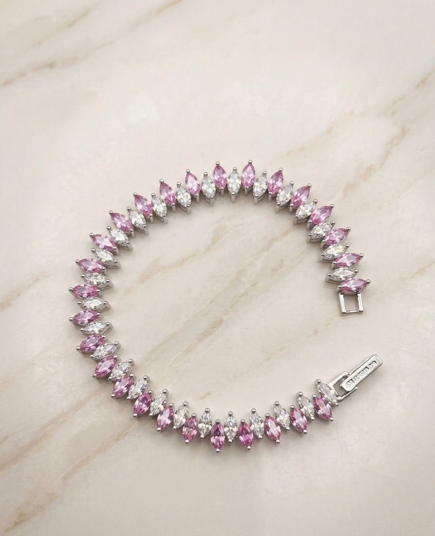 Pulsera Tennis de Plata 925 Italiana con Circonias Rosa
