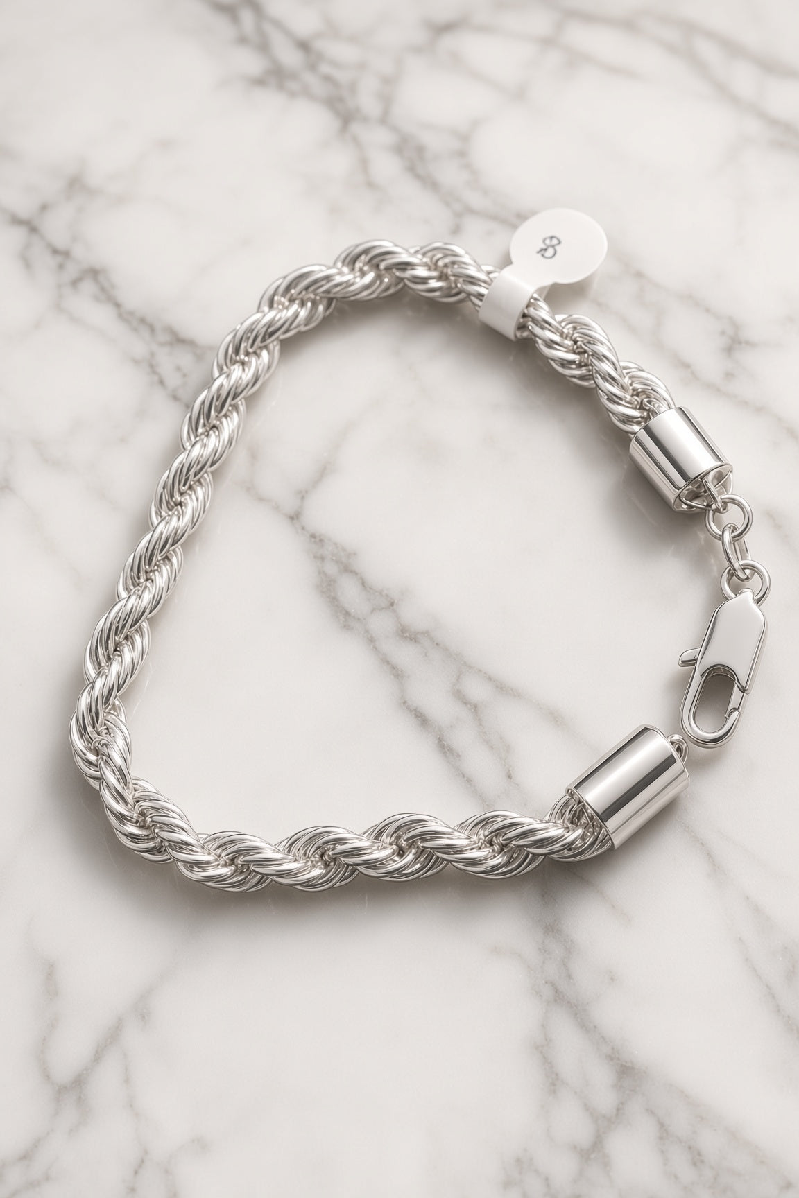 Pulsera Zine Tipo Cordón de Plata 925 Italiana Auténtica – 3.5 mm / 8"