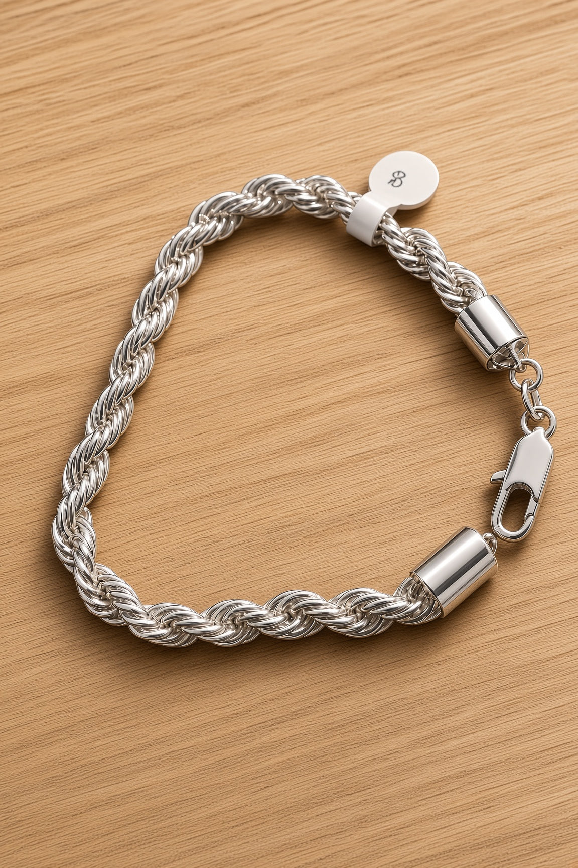 Pulsera Zine Tipo Cordón de Plata 925 Italiana Auténtica – 3.5 mm / 8"