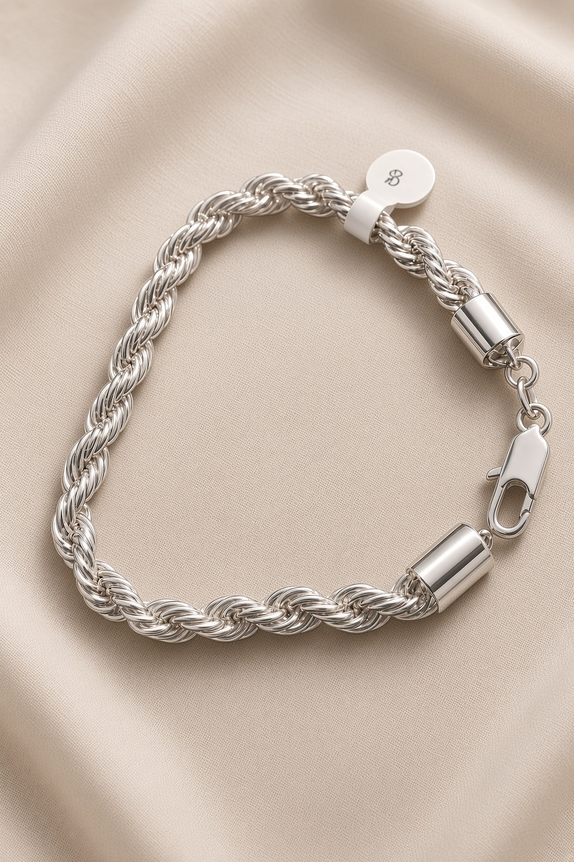 Pulsera Zine Tipo Cordón de Plata 925 Italiana Auténtica – 3.5 mm / 8"
