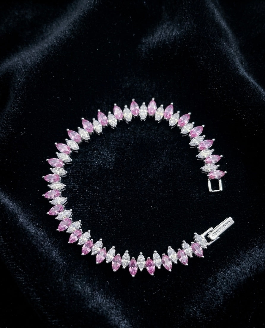Pulsera Tennis de Plata 925 Italiana con Circonias Rosa